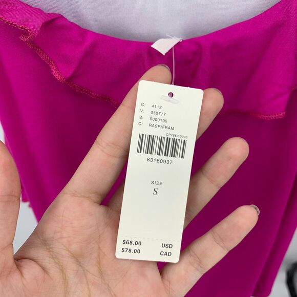 Anthropologie Asymmetrical Ruffle Cami Women XS Extra Small Raspberry Tiered - Picture 6 of 13